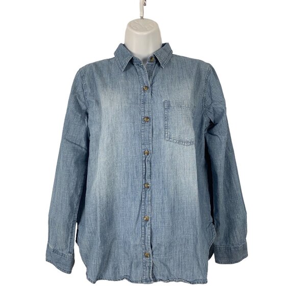 Sonoma Tops - Sonoma Womens Denim Long Sleeve Button-Up Chambray Shirt Size Small